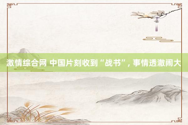 激情综合网 中国片刻收到“战书”， 事情透澈闹大